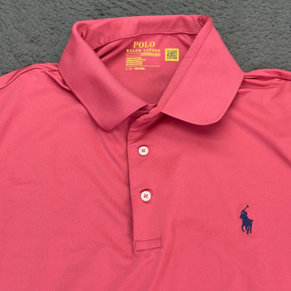 Polo Ralph Lauren Performance Polo Mens L Pink Short Sleeve Pony Logo 4397